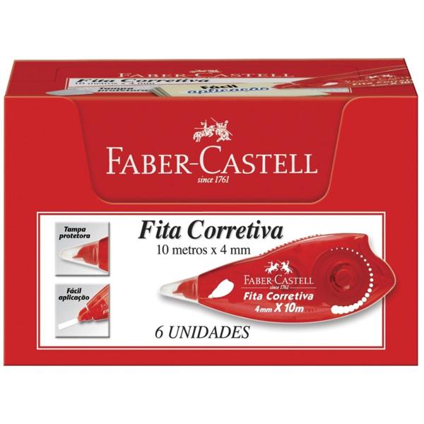 Corretivo em fita 4mmx10m OF/7072 Faber-castell CX 6 UN Corretivo em fita 4mmx10m OF/7072 Faber-castell CX 6 UN
