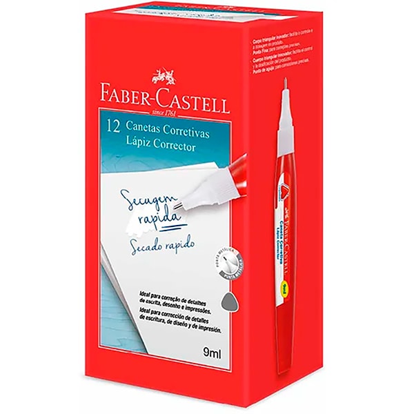 Caneta Corretiva, 9ml, Faber-Castell - CX 12 UN