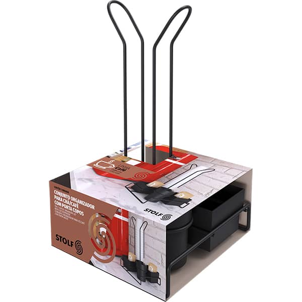 Dispenser para copos 80ml c/porta sachês aram. pt 1457BL-P Stolf CX 1 UN