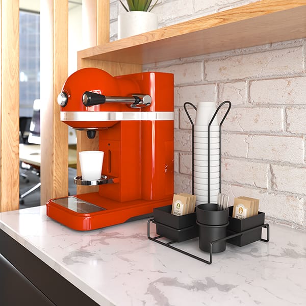 Dispenser para copos 80ml c/porta sachês aram. pt 1457BL-P Stolf CX 1 UN