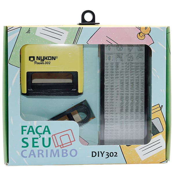 Carimbo auto-entintado DIY com 3 linhas + Pinça e Conjunto de Caracteres, Faça seu carimbo, 302 Power, Carimbos Nykon - CX 1 UN