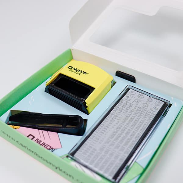 Carimbo auto-entintado DIY com 3 linhas + Pinça e Conjunto de Caracteres, Faça seu carimbo, 302 Power, Carimbos Nykon - CX 1 UN