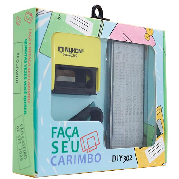 Carimbo auto-entintado DIY com 3 linhas + Pinça e Conjunto de Caracteres, Faça seu carimbo, 302 Power, Carimbos Nykon - CX 1 UN