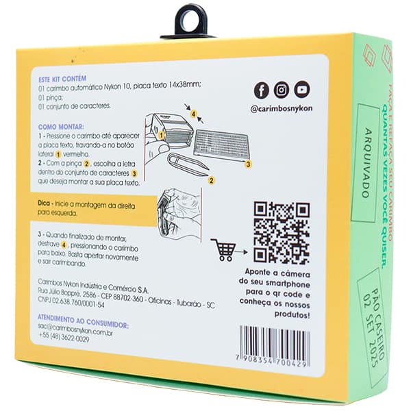 Carimbo auto-entintado DIY com 3 linhas + Pinça e Conjunto de Caracteres, Faça seu carimbo, 302 Power, Carimbos Nykon - CX 1 UN