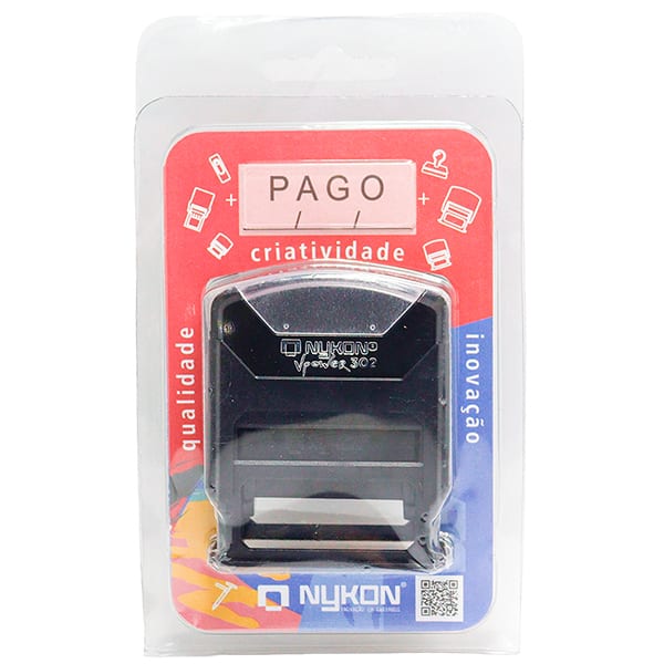 Carimbo auto-entintado com a palavra Pago, 302 Vpower, Carimbos Nykon - BT 1 UN