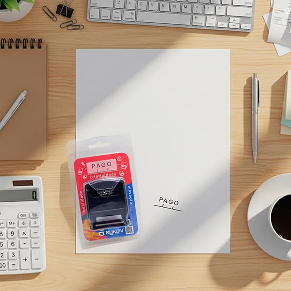Carimbo auto-entintado com a palavra Pago, 302 Vpower, Carimbos Nykon - BT 1 UN