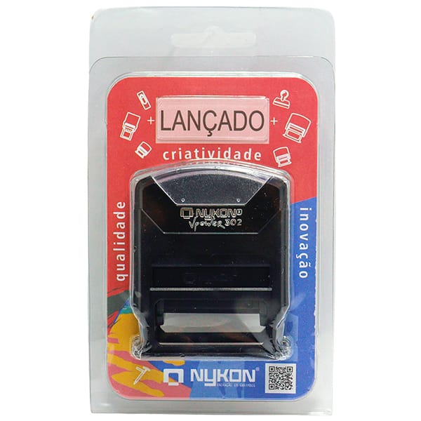 Carimbo auto-entintado com a palavra Lançado, 302 Vpower, Carimbos Nykon - BT 1 UN