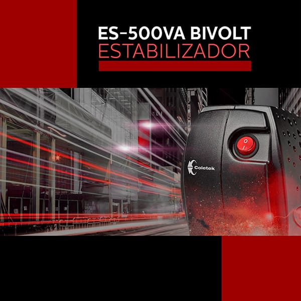 Estabilizador ES-500, 500va, 4 tomadas, Bivolt, 3160300801, Coletek - CX 1 UN