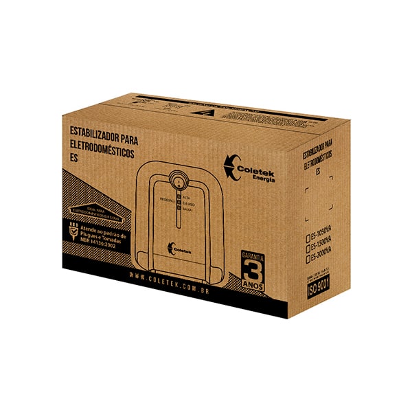 Estabilizador ES-1050VA, 1050va, 5 tomadas, Bivolt, 3160500801, Coletek - CX 1 UN