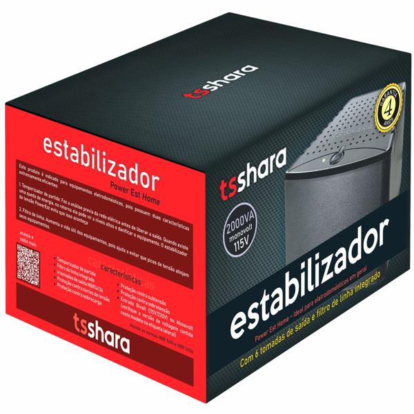 Estabilizador Powerest home 2000va 6 tomadas, 115v, 9020, Ts Shara - 1 UN