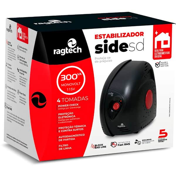 Estabilizador 110v Side SD 300va 4t mono 20SSD 5411 Ragtech CX 1 UN