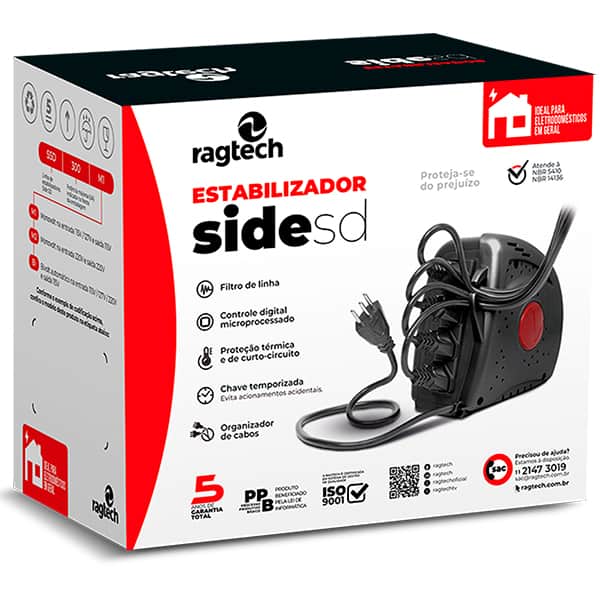 Estabilizador 110v Side SD 300va 4t mono 20SSD 5411 Ragtech CX 1 UN