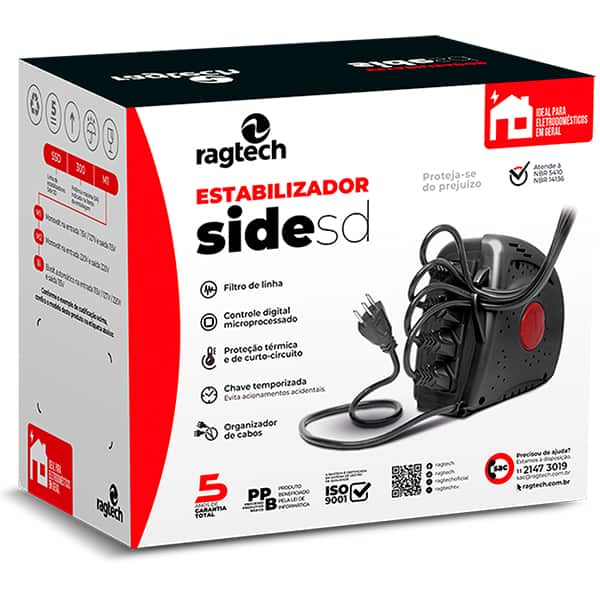 Estabilizador 110v Side SD 500va 4t mono 20SSD 5414 Ragtech CX 1 UN Estabilizador 110v Side SD 500va 4t mono 20SSD 5414 Ragtech CX 1 UN