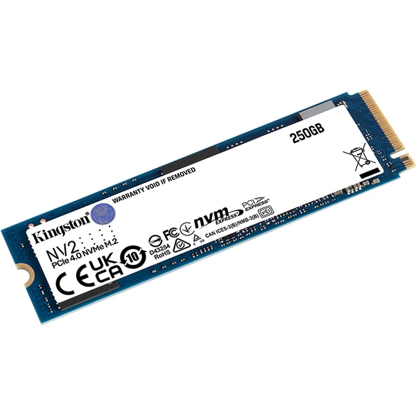 SSD 250 GB Kingston NV2, M.2 2280 PCIe Gen 4 NVMe, Leitura 3000MB/s Gravação 1300MB/s - SNV2S - BT 1 UN