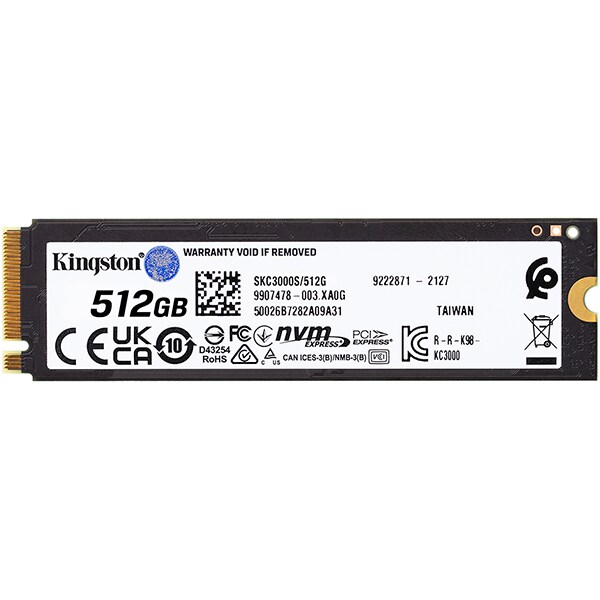 SSD 512 GB Kingston KC3000, M.2 2280 PCIe Gen 4 NVMe, Leitura 7000MB/s Gravação 3900MB/s - SKC3000S - BT 1 UN