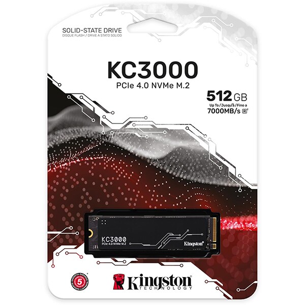 SSD 512 GB Kingston KC3000, M.2 2280 PCIe Gen 4 NVMe, Leitura 7000MB/s Gravação 3900MB/s - SKC3000S - BT 1 UN