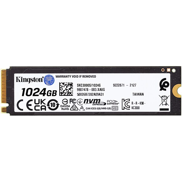 SSD 1 TB Kingston KC3000, M.2 2280 PCIe Gen 4 NVMe, Leitura 7000MB/s Gravação 6000MB/s - SKC3000S - BT 1 UN