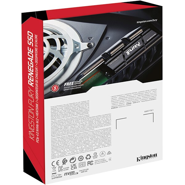 SSD 500 GB Kingston Fury Renegade com Dissipador, M.2 2280 PCIe Gen 4 NVMe, Leitura 7300MB/s Gravação 3900MB/s - SFYRSK - BT 1 UN