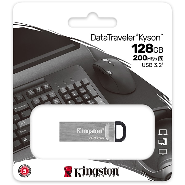 Pen Drive 128GB, USB 3.2, Datatraveler, Kyson, DTKN/128GB, Kingston - BT 1 UN