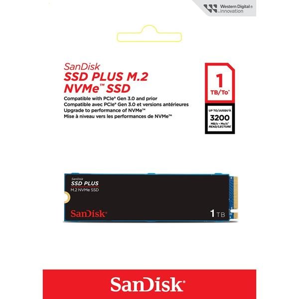 SSD 1 TB SanDisk Plus, M.2 2280 PCIe Gen 3 NVMe, Leitura 3200MB/s Gravação 2500MB/s - SSDA3N - BT 1 UN