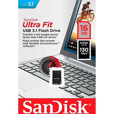 Pen Drive 16gb USB 3.0 Ultra Fit SDCZ430 SanDisk BT 1 UN