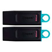 Kit com 2 Pen Drive 64GB USB 3.2, Datatraveler Exodia, Preto e Azul, DTX 2p IN, Kingston - PT 2 UN