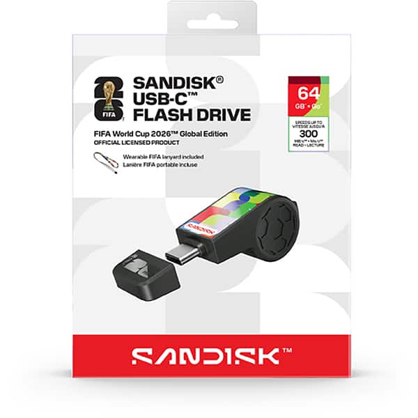 Pen Drive SanDisk USB-C 64GB - Edição Especial Copa do Mundo FIFA 2026™, SanDisk - BT 1 UN