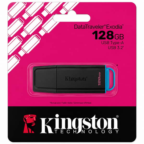 Pen Drive 128GB USB 3.2, Exodia, Preto e Azul, DTXG2/128G, Kingston - BT 1 UN Pen Drive 128GB USB 3.2, Exodia, Preto e Azul, DTXG2/128G, Kingston - BT 1 UN