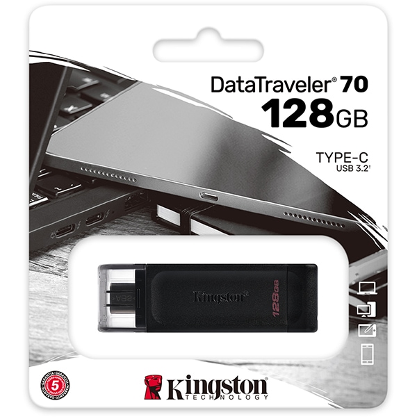 Pen Drive DataTraveler 70 128GB, USB-C 3.2, Kingston - BT 1 UN