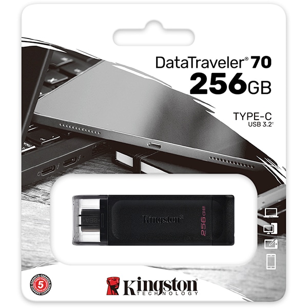 Pen Drive DataTraveler 70 256GB, USB-C 3.2, Kingston - BT 1 UN