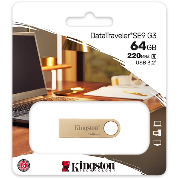 Pen Drive DataTraveler 64GB, USB 3.2, Dourado, Kingston - BT 1 UN