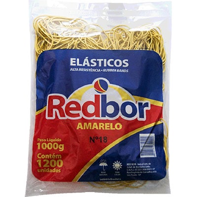 Elástico amarelo n.18 c/ 1200 unidades REA01 Red Bor PT 1 UN