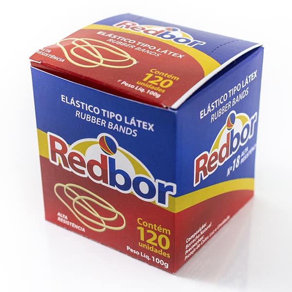 Elástico látex amarelo n.18, 120 unidades, REL03, Red Bor - CX 1 UN