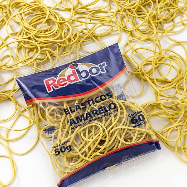 Elástico látex Amarelo, n.18, 60 unidades, REA05, Red Bor - PT 1 UN