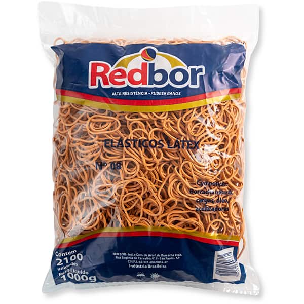 Elástico látex laranja.18, 2100 unidades, REL08, Red Bor - PT 1 UN