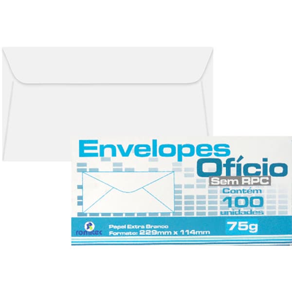 Envelope ofício 114x229 s/ rpc 75g 138 Romitec CX 100 UN