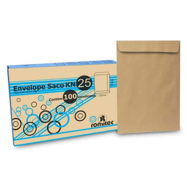 Envelope saco kraft natural 75g 176x250 kft25 2097 Romitec CX 100 UN