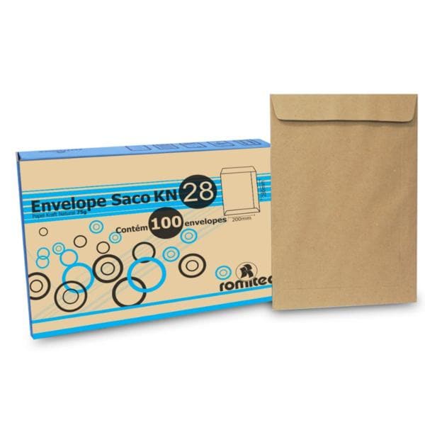 Envelope saco kraft natural 75g 200x280 kft28 2100 Romitec CX 100 UN