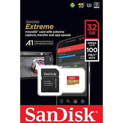 Cartão de memória micro SD 32gb com adaptador Classe10 A1/U3/4K SanDisk BT 1 UN