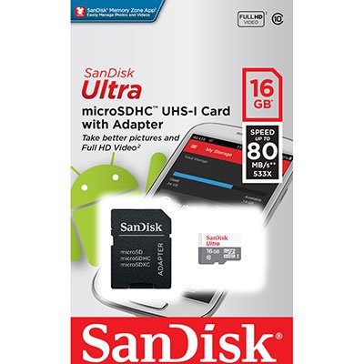 Cartão de memória micro SD 16gb c/ adaptador Classe10 SDSQUNS SanDisk BT 1 UN