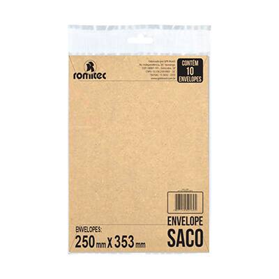 Envelope saco kraft natural 75g 250x353 kn36 000173R Romitec CX 10 UN