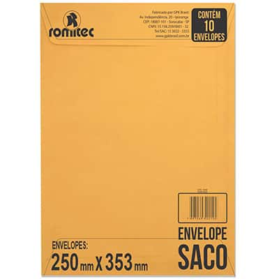 Envelope saco kraft ouro  75g 250x353 ko36 000186R Romitec CX 10 UN