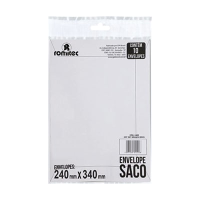 Envelope saco kraft branco 75g 229x324 br32 000168R Romitec CX 10 UN