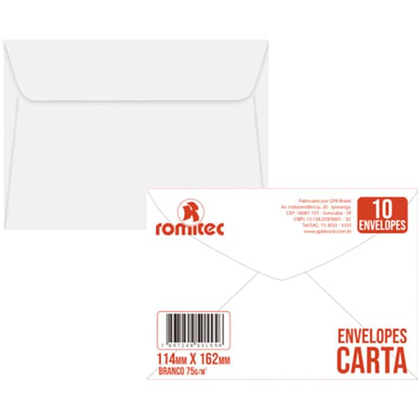 Envelope comercial 114x162 sem RPC 75g 000155R Romitec CX 10 UN