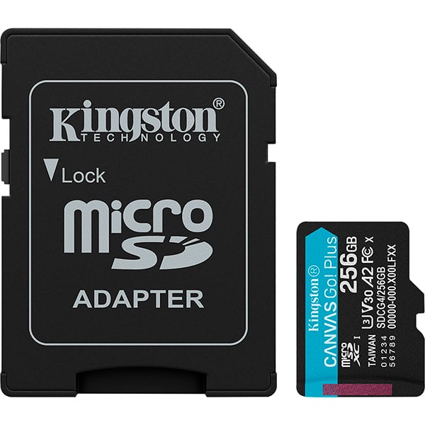 Cartão de memória micro SD 256GB Canvas GP com adaptador SDCG4, Kingston - BT 1 UN