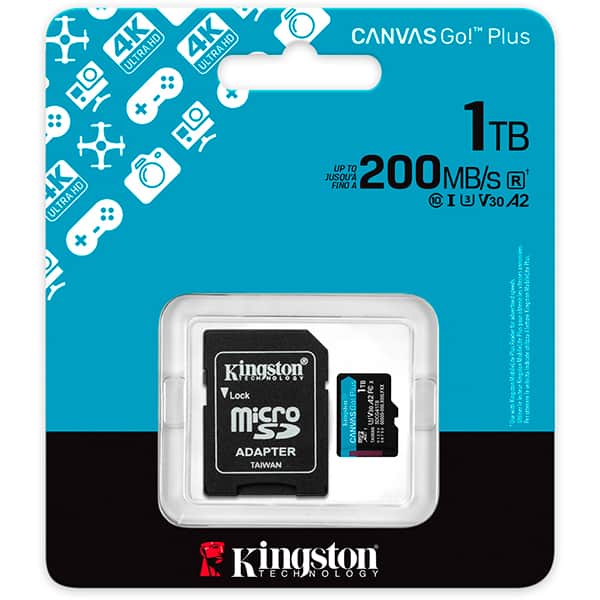Cartão de memória micro SD 1TB Canvas GP c/adap SDCG4 Kingston BT 1 UN