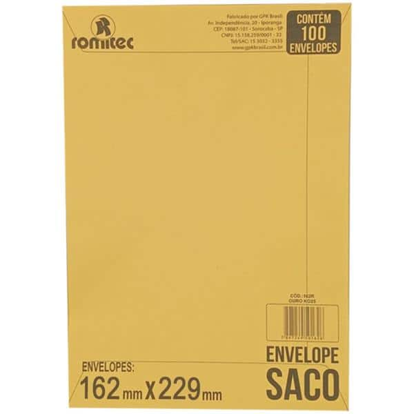 Envelope saco kraft ouro 75g 162x229 kr-23 5738 Romitec CX 100 UN