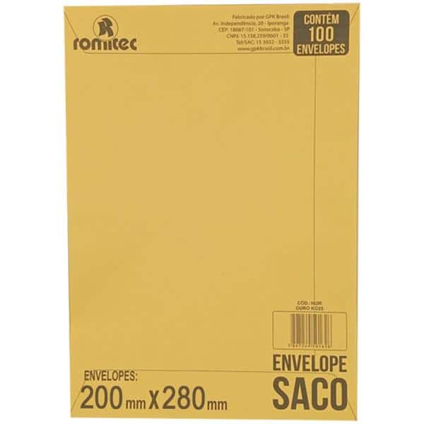 Envelope saco kraft ouro 75g 200x280 kr-28 2050 Romitec CX 100 UN