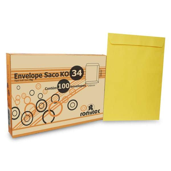 Envelope saco kraft ouro 75g 240x340 kr-34 213 Romitec CX 100 UN