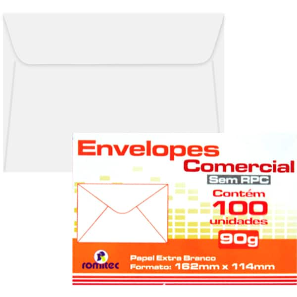 Envelope comercial 114x162 s/rpc 90g 8079 Romitec CX 100 UN